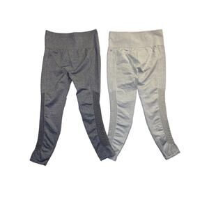 Lot of 2 Fabletics High Waist Leggings Light Dark Gray Vented Medium Ankle